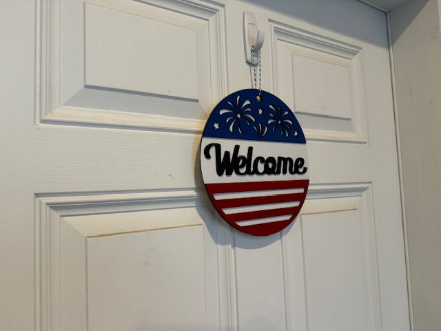 4th of July Welcome Door Hanger