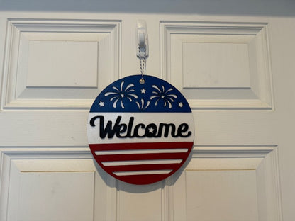 4th of July Welcome Door Hanger