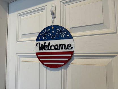 4th of July Welcome Door Hanger