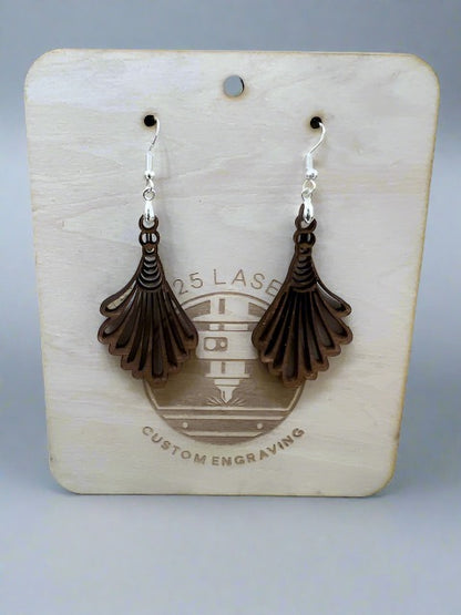 Bunched Feathers Teardrop Wooden Earring