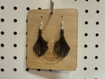 Bunched Feathers Teardrop Wooden Earring