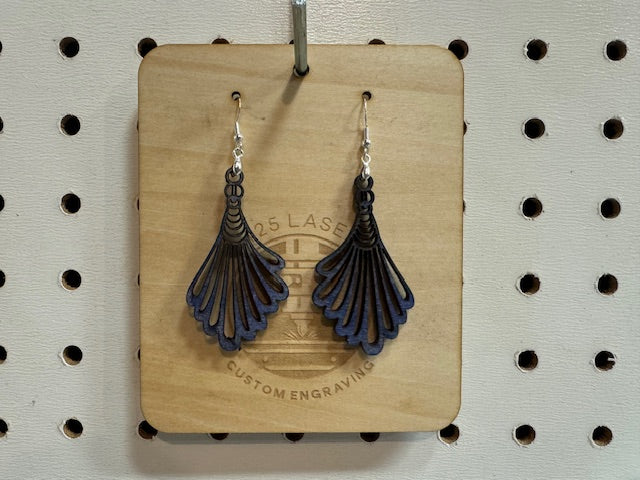 Bunched Feathers Teardrop Wooden Earring