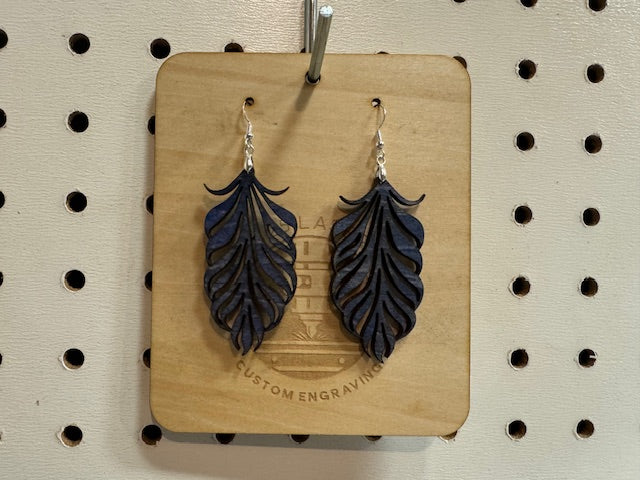 Feather Teardrop Wooden Earring