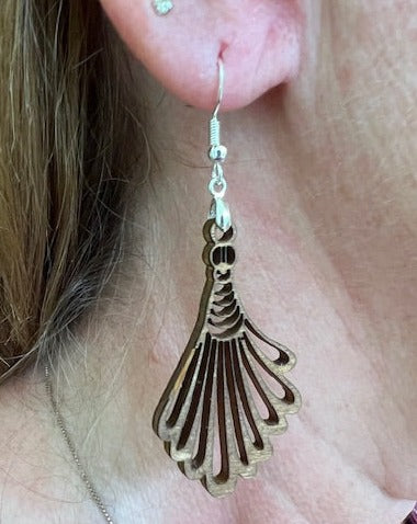 Bunched Feathers Teardrop Wooden Earring