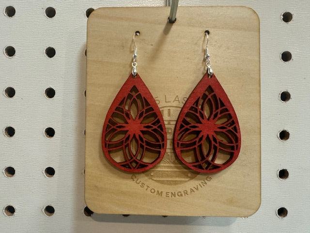 Geometric Teardrop Wooden Earring