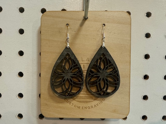 Geometric Teardrop Wooden Earring