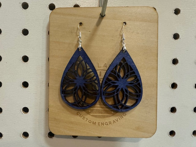 Geometric Teardrop Wooden Earring