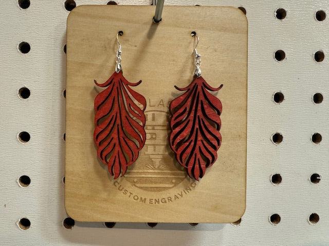 Feather Teardrop Wooden Earring