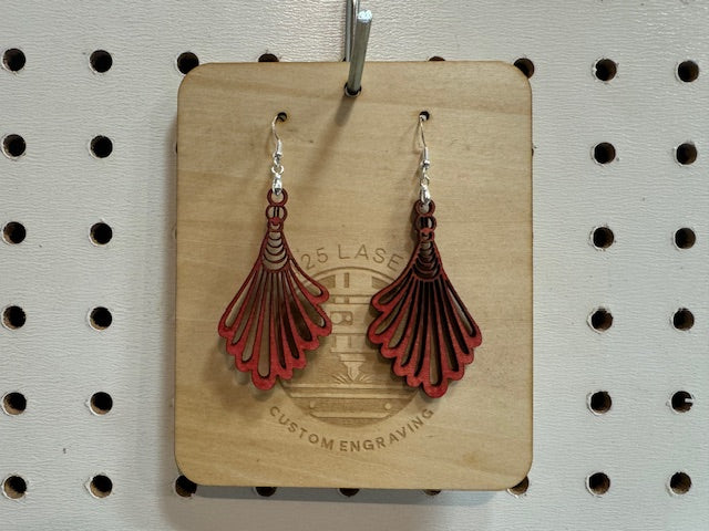 Bunched Feathers Teardrop Wooden Earring